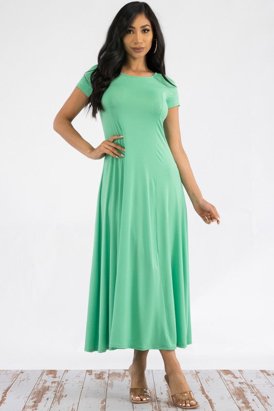 Cap Sleeve Maxi Dress with Pockets