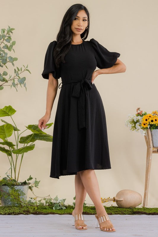 Princess Sleeve Belted Dress