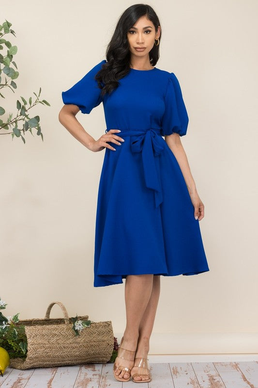 Princess Sleeve Belted Dress