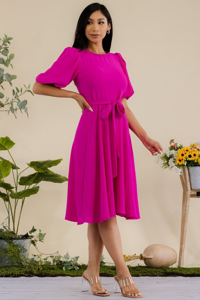 Princess Sleeve Belted Dress