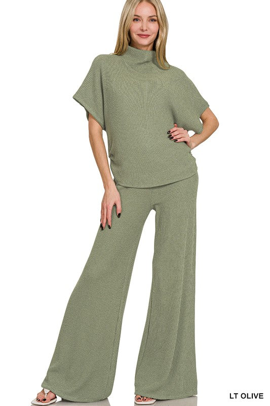 Two Piece Ribbed Pants Set