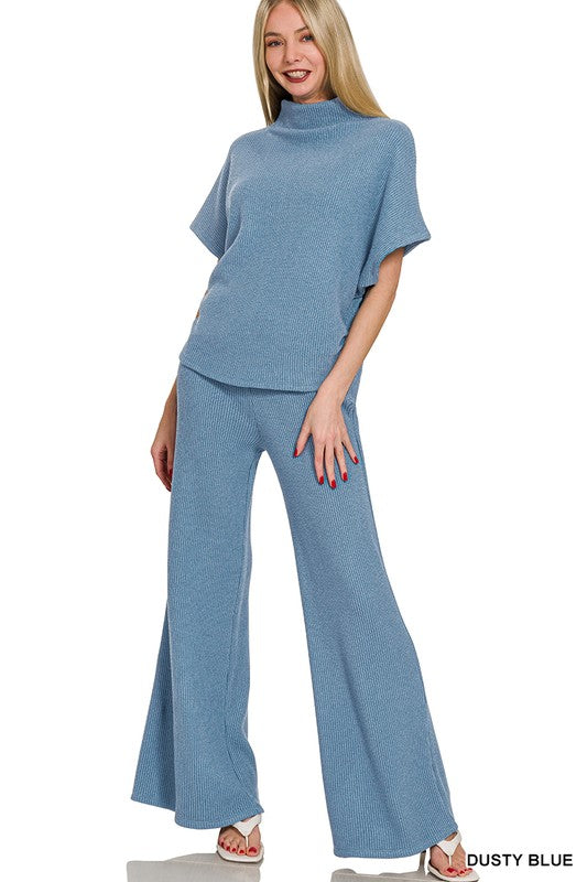 Two Piece Ribbed Pants Set