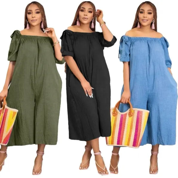 Off Shoulder Wide Leg Jumpsuit