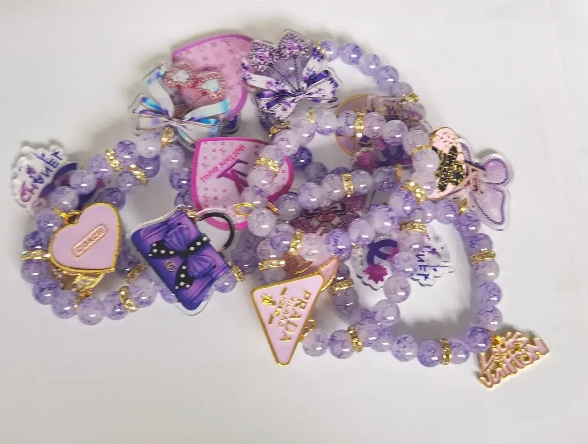 Purple Designer Inspired Three Piece Bracelet Set