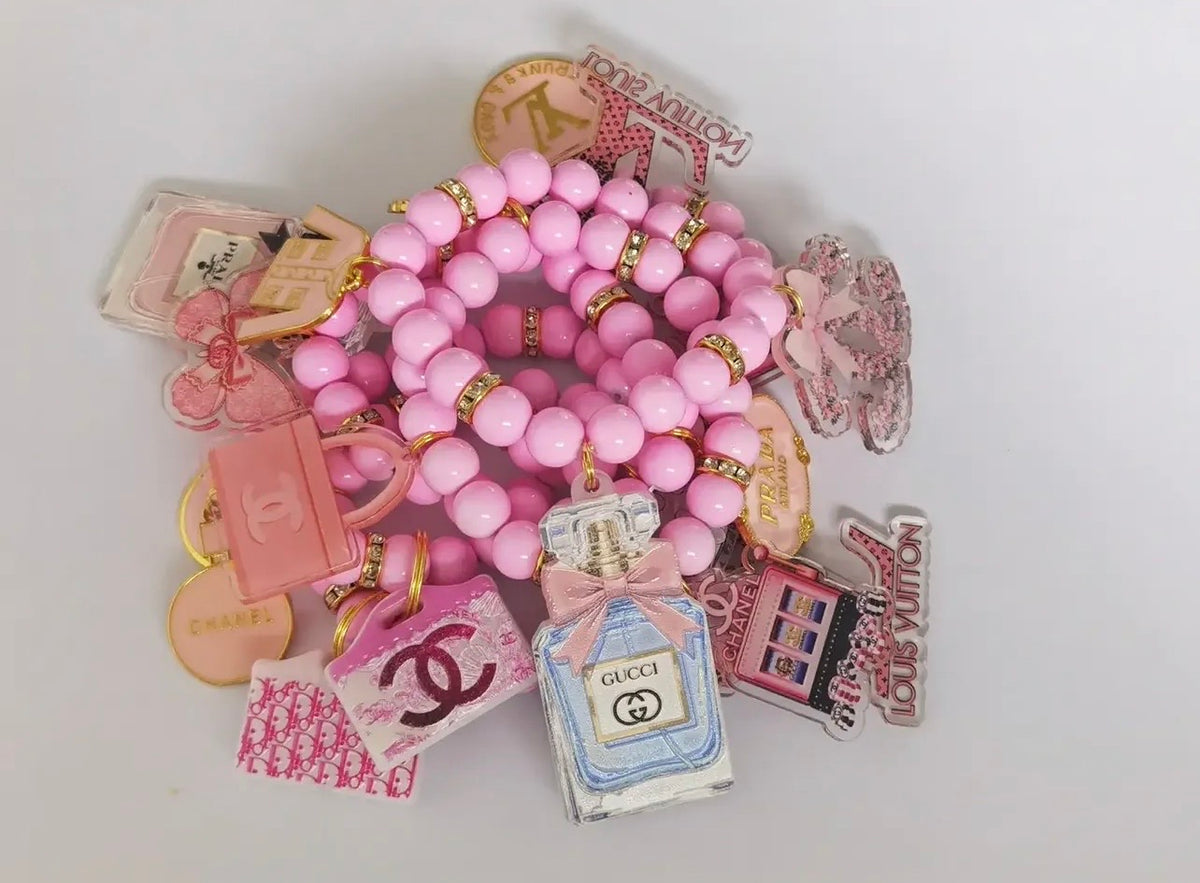 Pink Designer Inspired Three Piece Bracelet Set