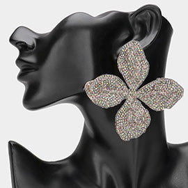 Large Bling Flower Statement Earrings
