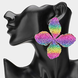 Large Bling Flower Statement Earrings