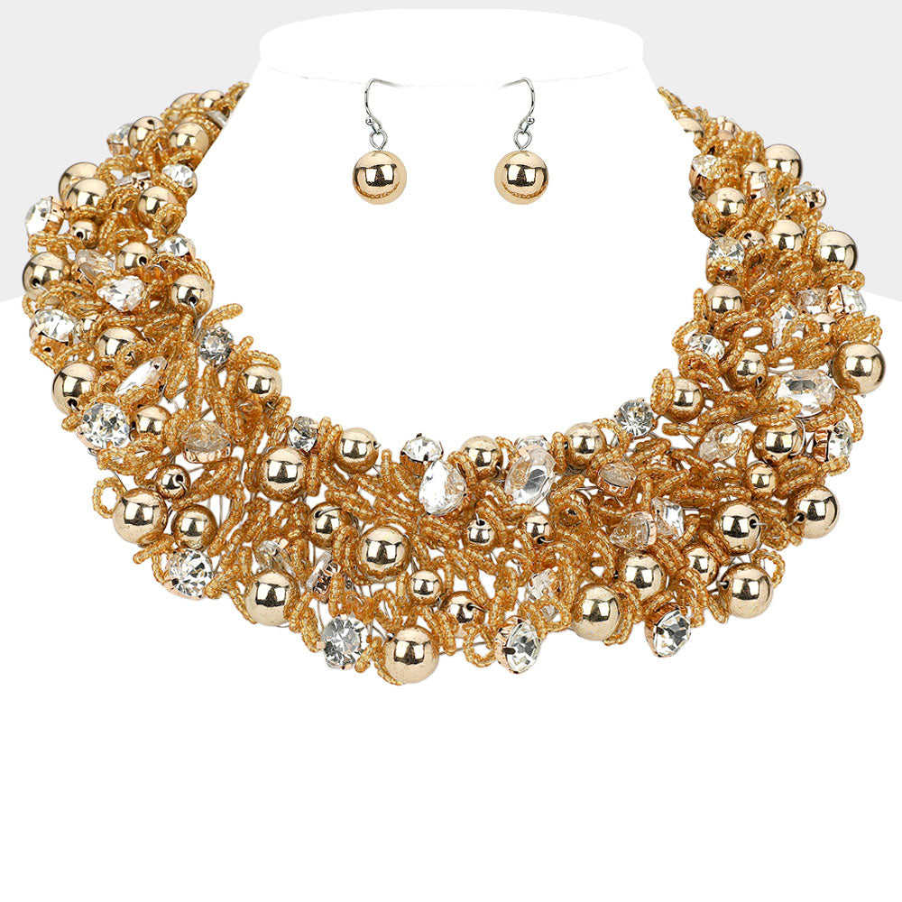 Beaded Statement Necklace Set