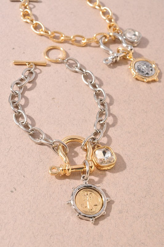 Coin Horse Shoe Toggle Bracelet