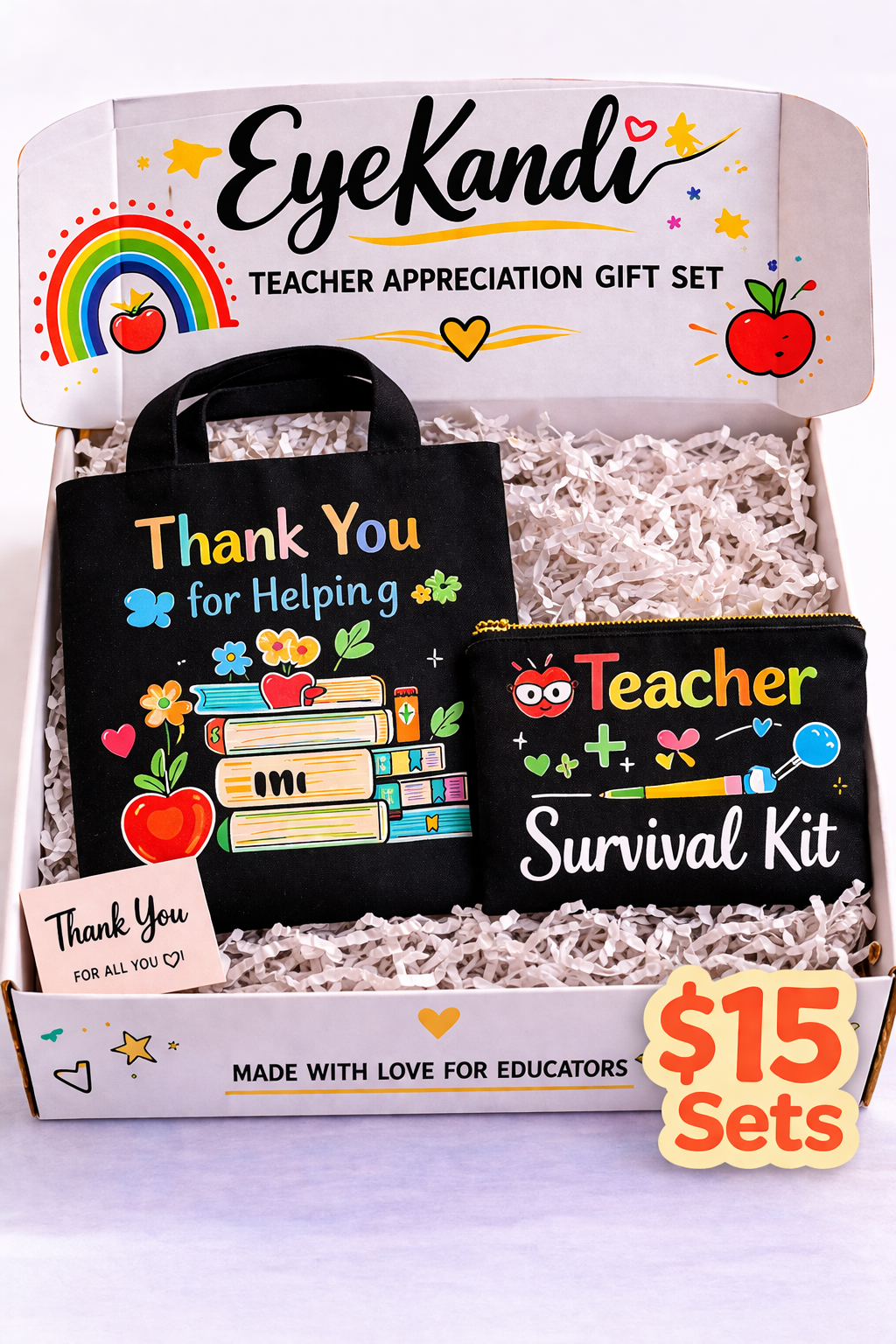 Black Canvas Teacher Bag and Pouch Set