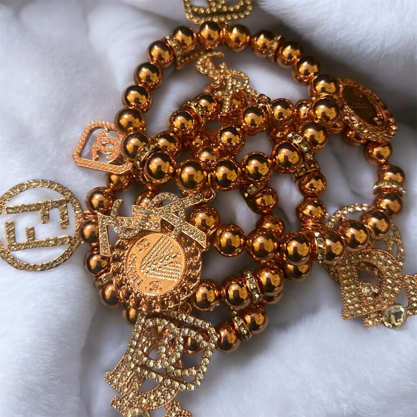 Rose Gold Designer Charm Bracelet Set
