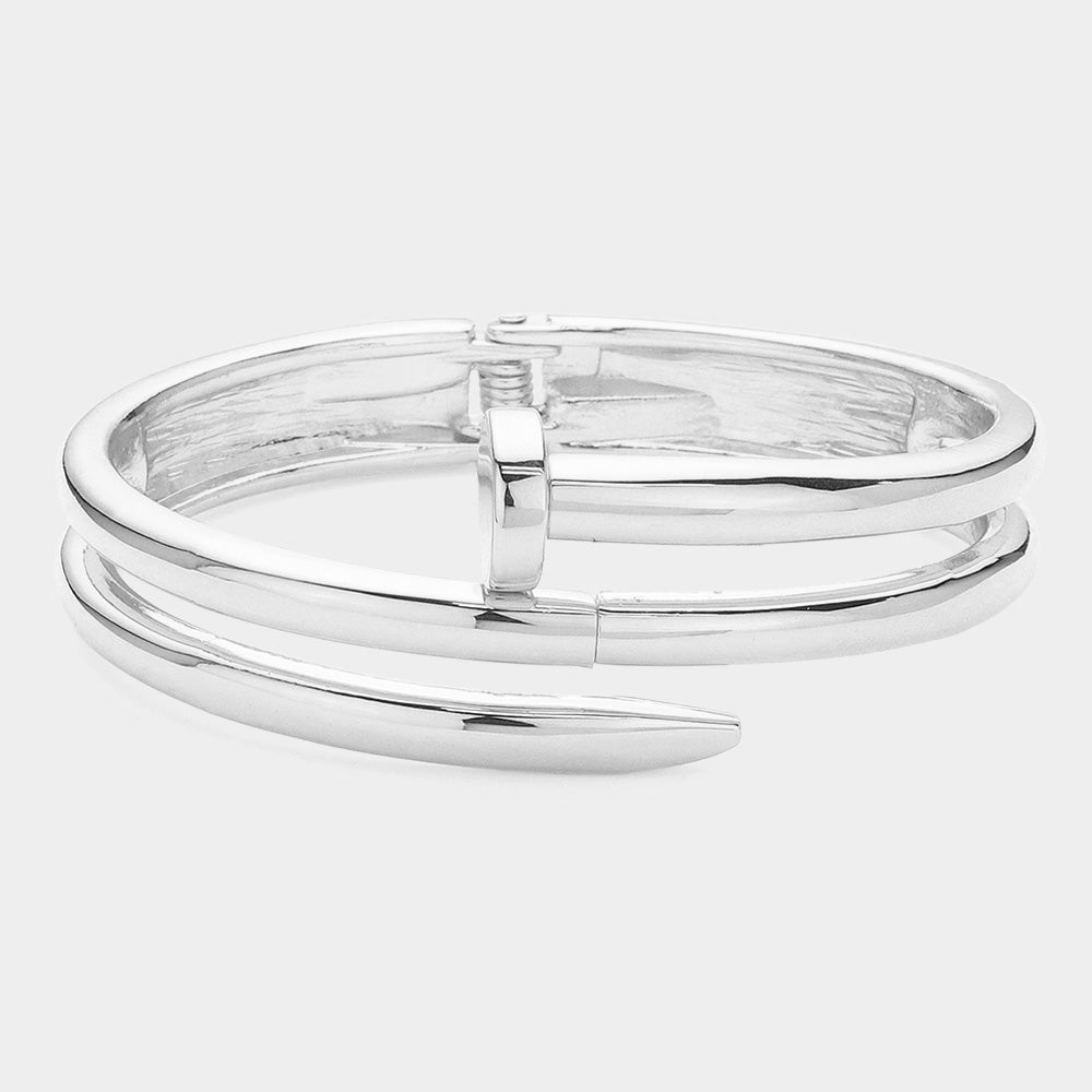 Two Tone Double Nail Hinged Bangle Bracelet