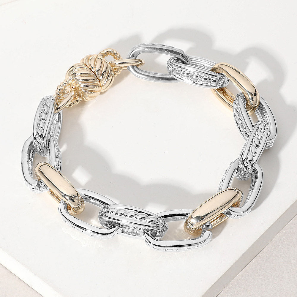 DY 14K Gold Plated Two Tone Chain Magnetic Bracelet