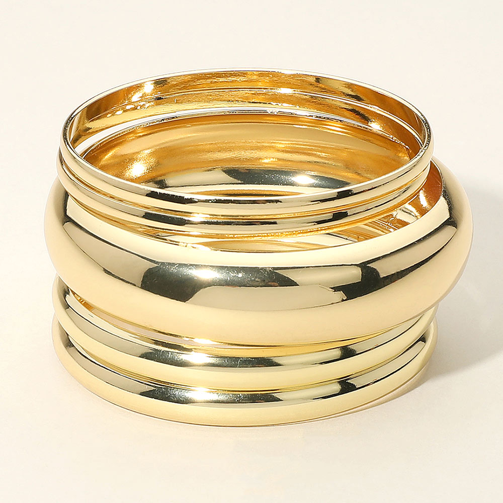 Five Piece Metal Multi Layered Bangle Bracelets