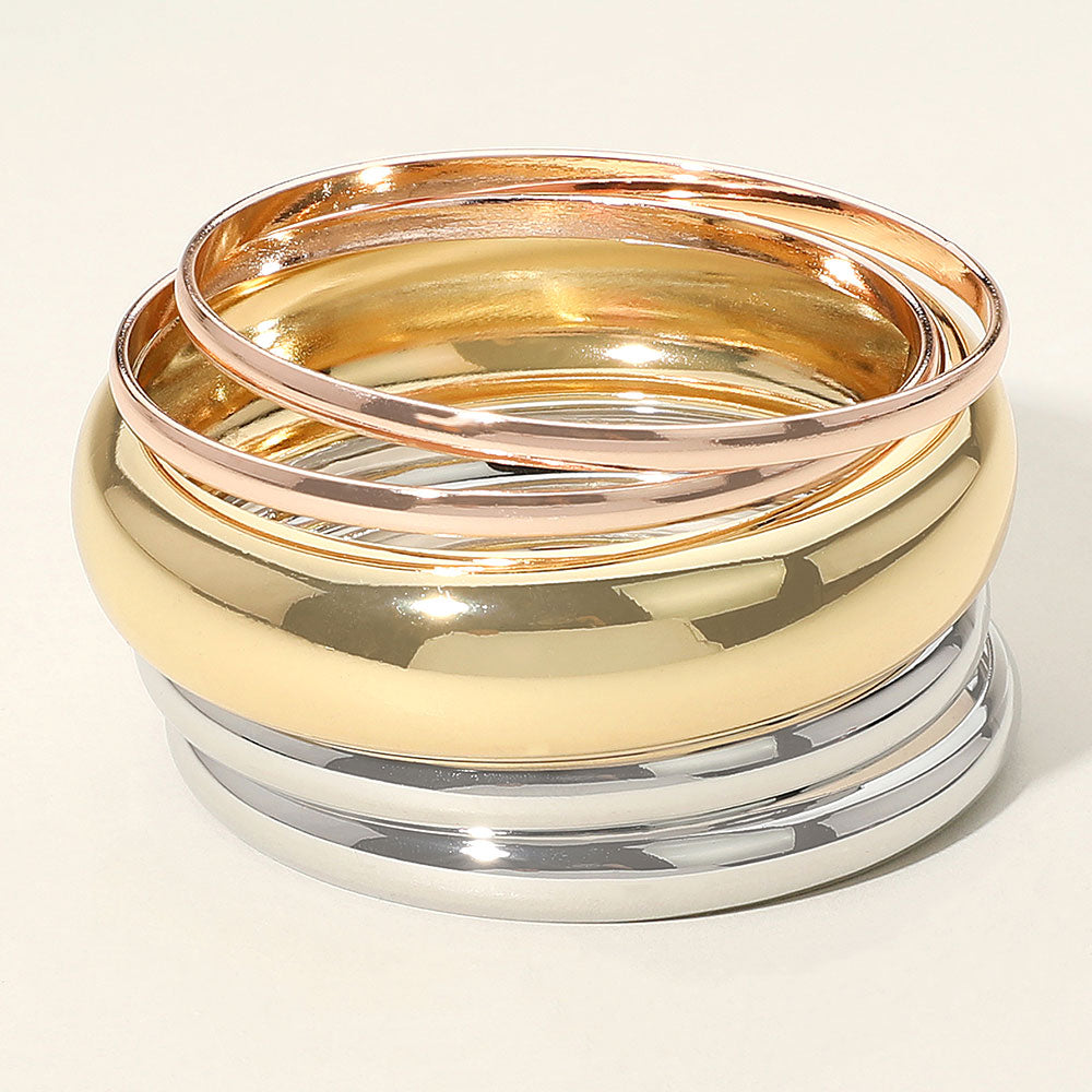 Five Piece Metal Multi Layered Bangle Bracelets