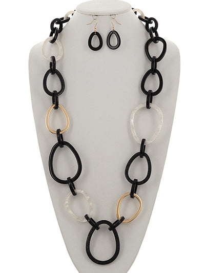 Oval Link Cellulose Necklace Set
