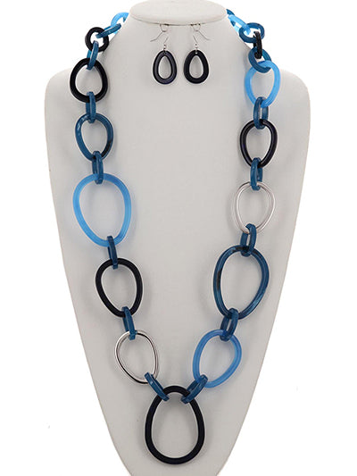 Oval Link Cellulose Necklace Set