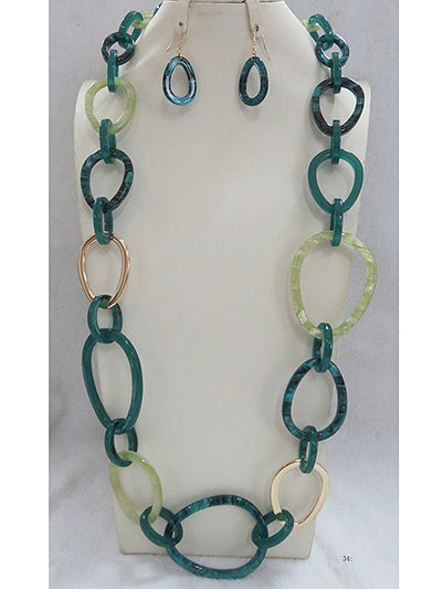 Oval Link Cellulose Necklace Set