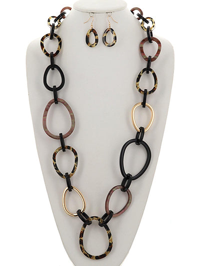Oval Link Cellulose Necklace Set