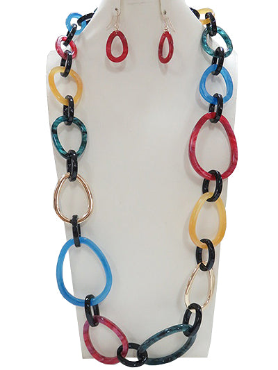 Oval Link Cellulose Necklace Set