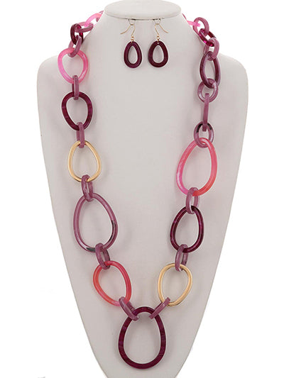 Oval Link Cellulose Necklace Set