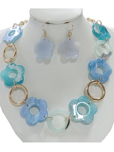 Flower Design Link Necklace Set