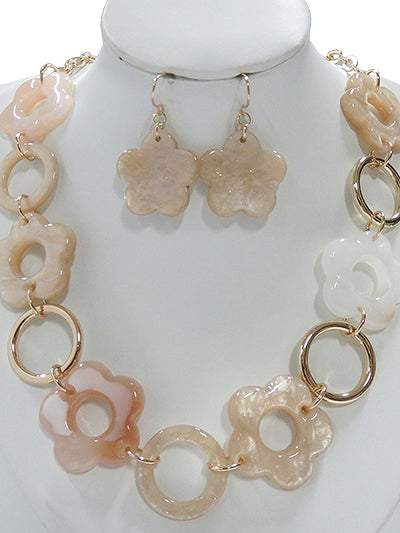 Flower Design Link Necklace Set