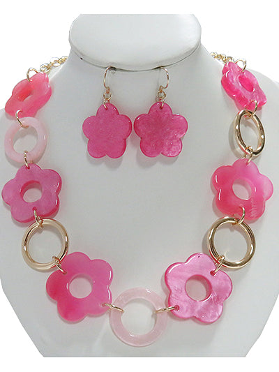 Flower Design Link Necklace Set
