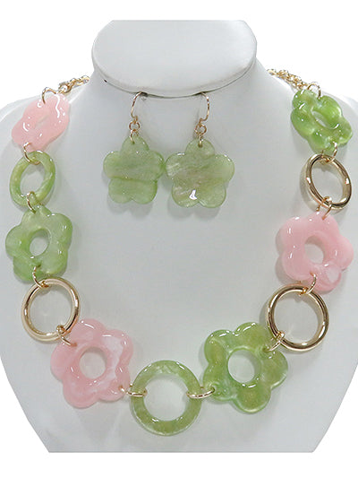 Flower Design Link Necklace Set