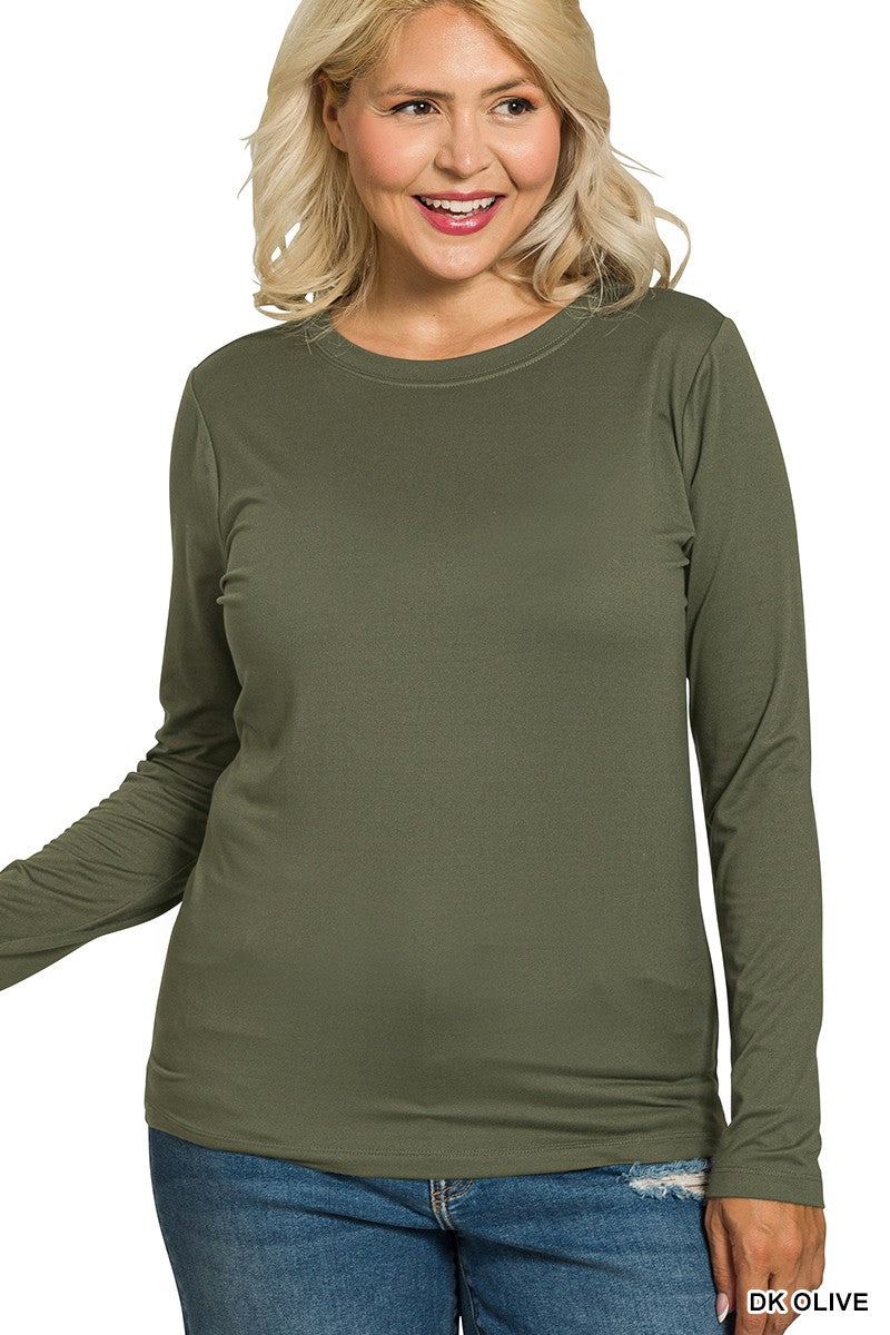 Plus Size Microfabric Long Sleeve Shirt
