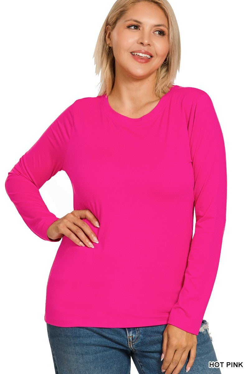 Plus Size Microfabric Long Sleeve Shirt