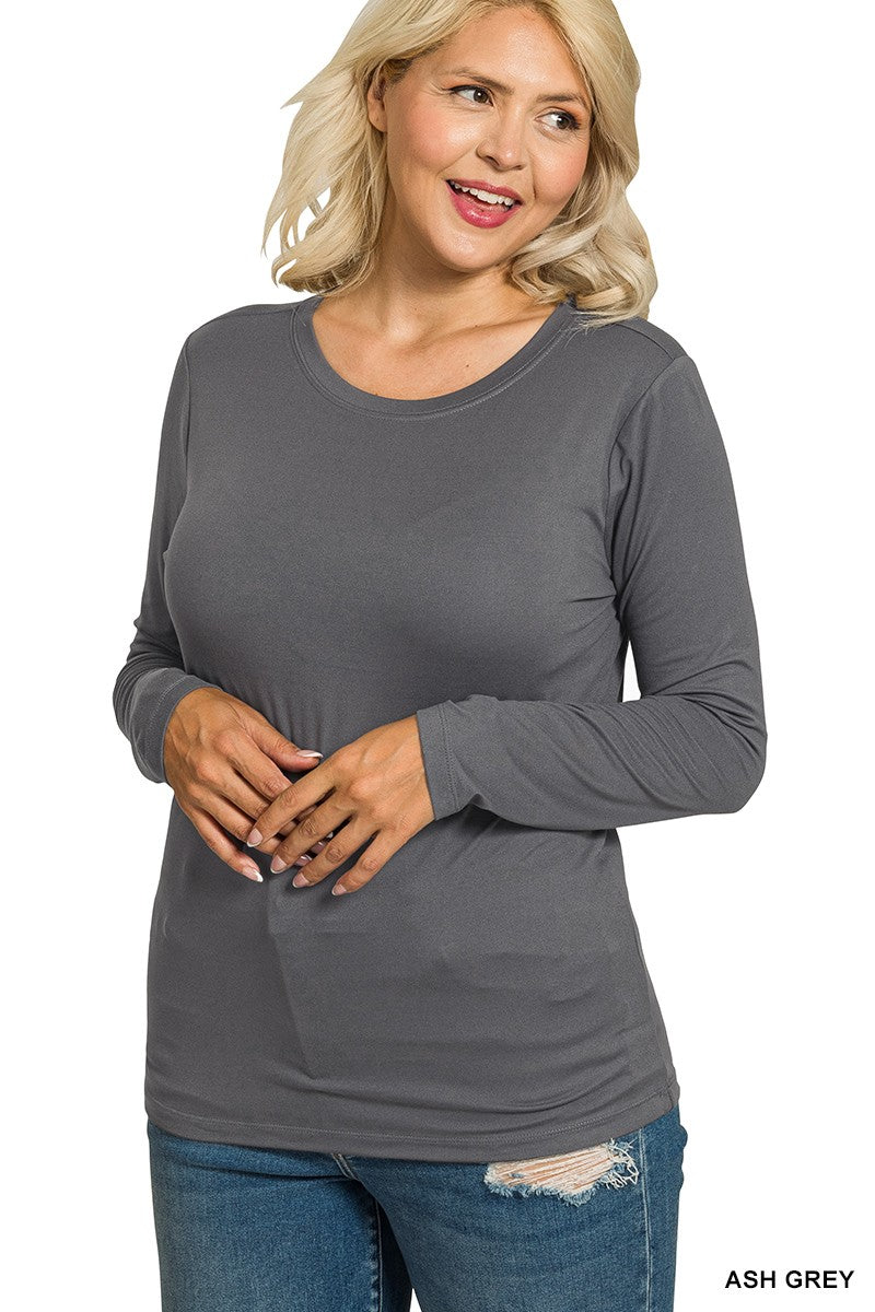 Plus Size Microfabric Long Sleeve Shirt