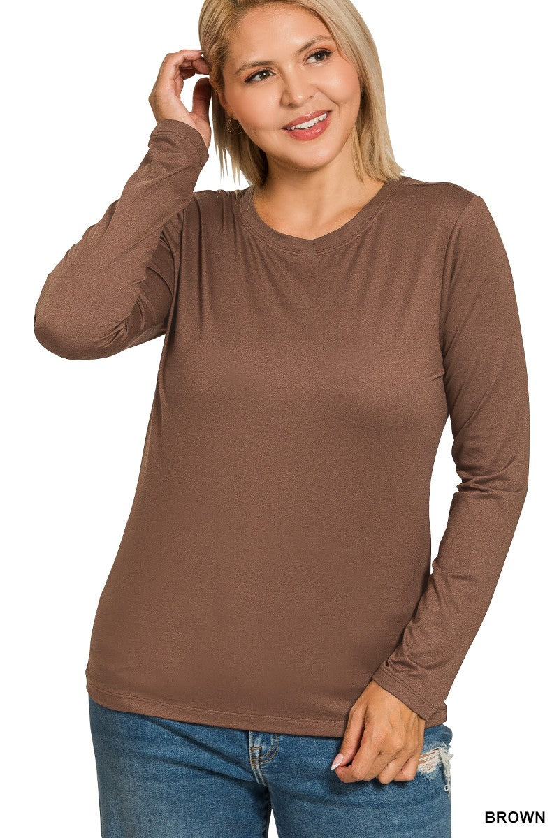 Plus Size Microfabric Long Sleeve Shirt