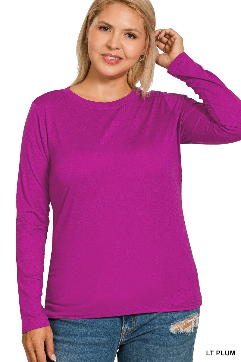 Plus Size Microfabric Long Sleeve Shirt