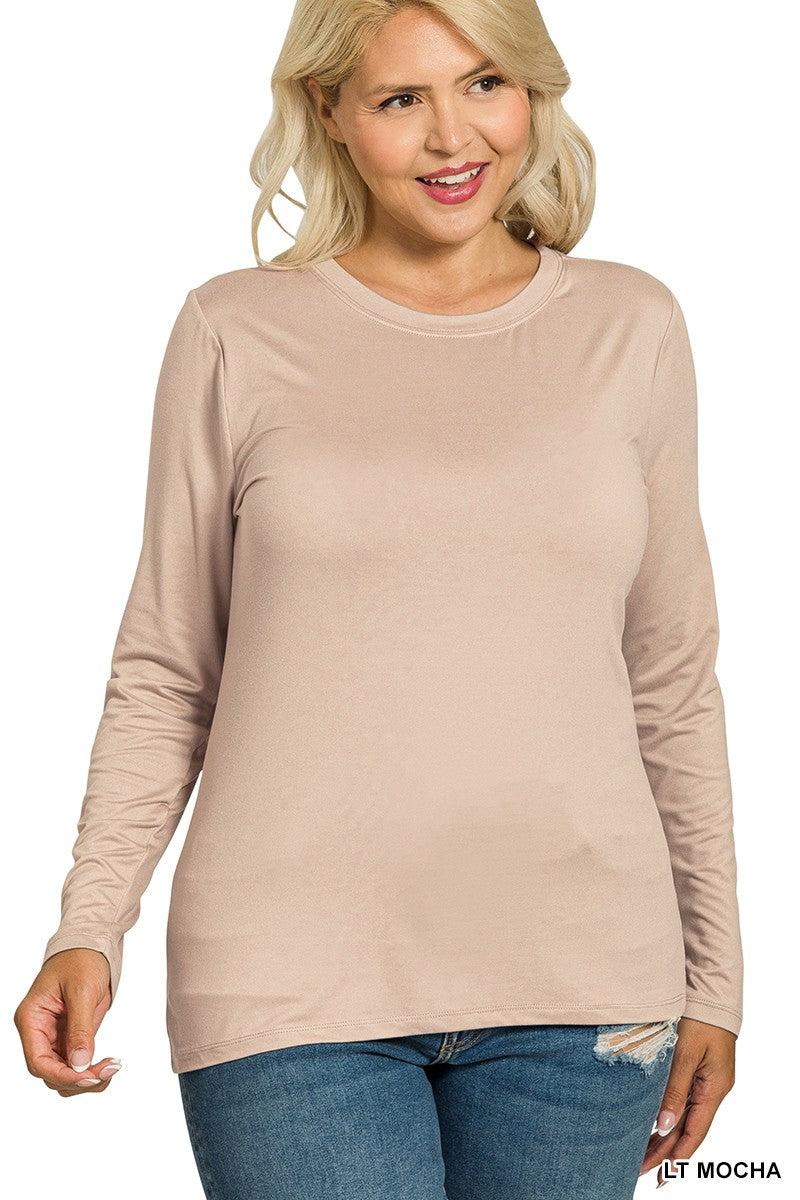 Plus Size Microfabric Long Sleeve Shirt