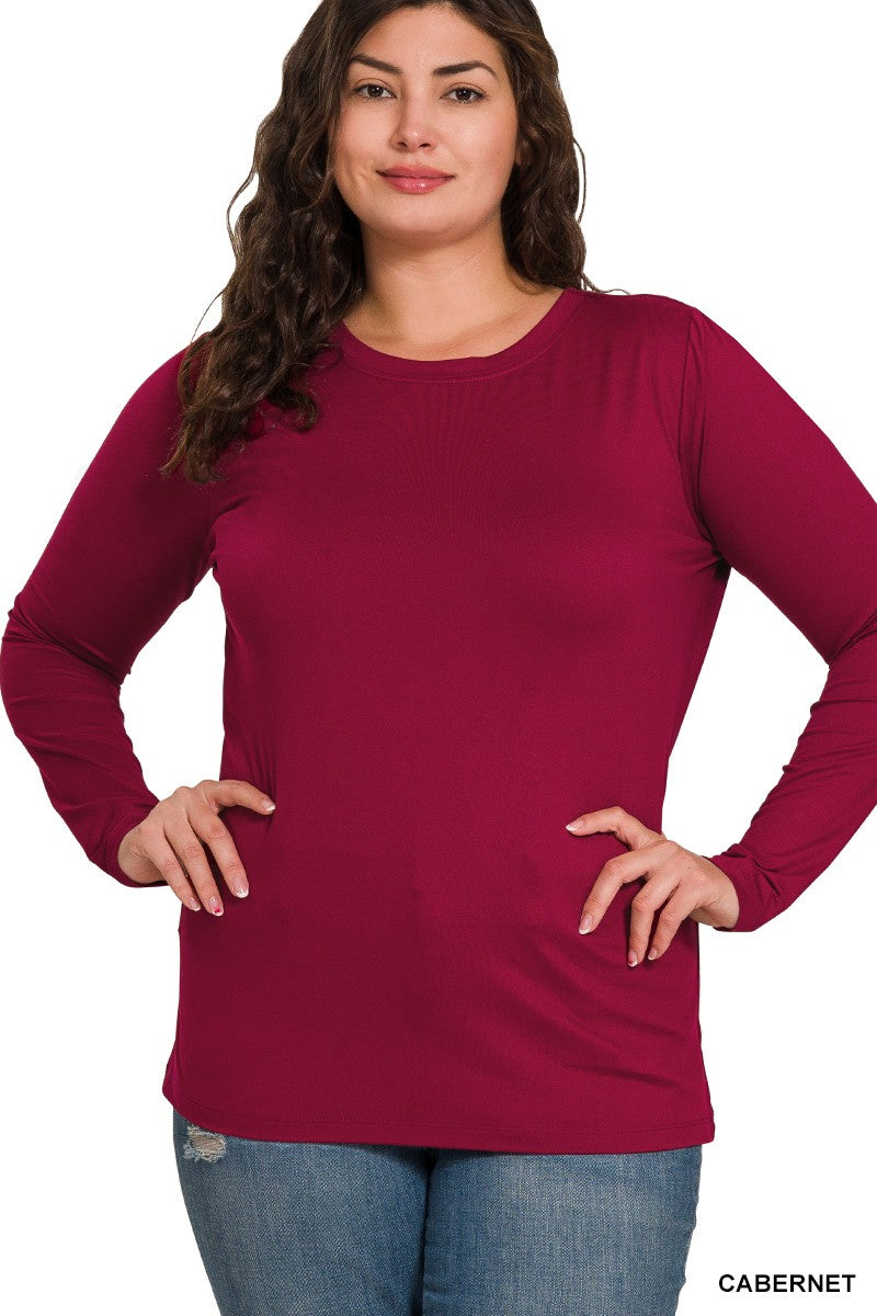 Plus Size Microfabric Long Sleeve Shirt