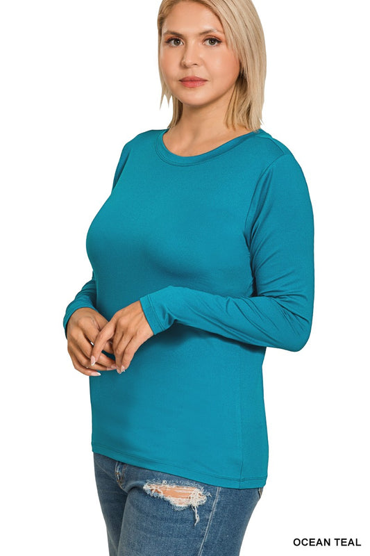Plus Size Microfabric Long Sleeve Shirt