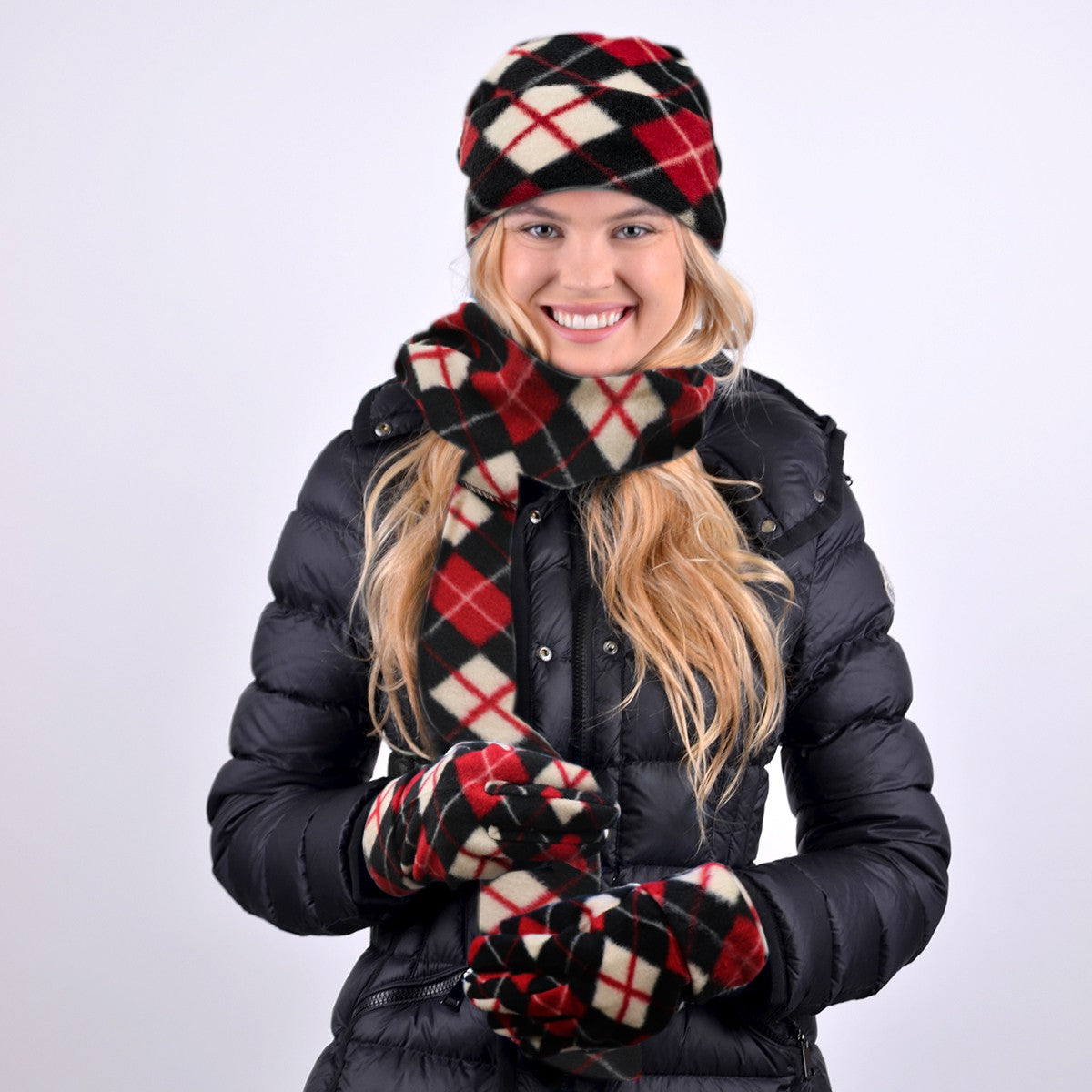 Three Piece Print Hat, Glove and Scarf Set