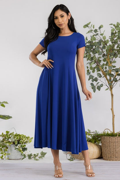 Cap Sleeve Maxi Dress with Pockets