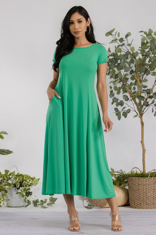 Cap Sleeve Maxi Dress with Pockets