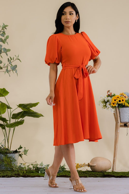 Princess Sleeve Belted Dress