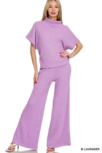 Two Piece  Ribbed Pants Set