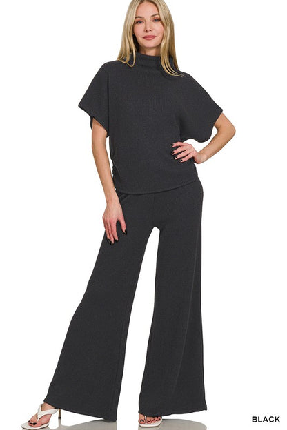Two Piece  Ribbed Pants Set