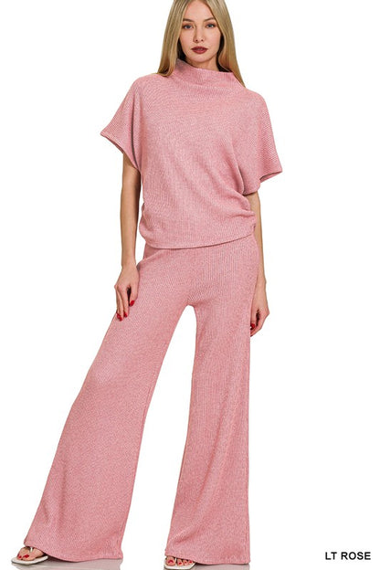 Two Piece  Ribbed Pants Set