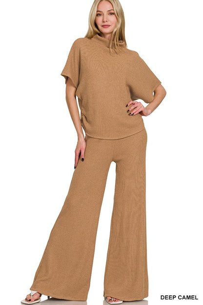 Two Piece  Ribbed Pants Set