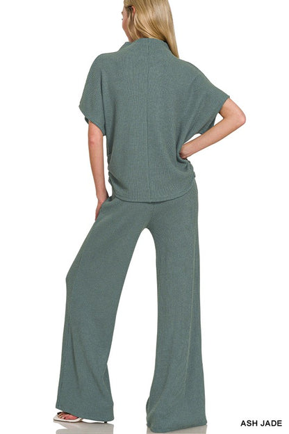 Two Piece  Ribbed Pants Set