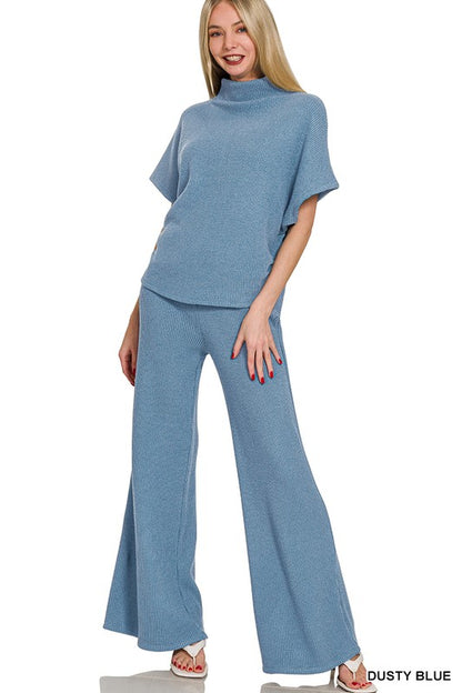 Two Piece  Ribbed Pants Set