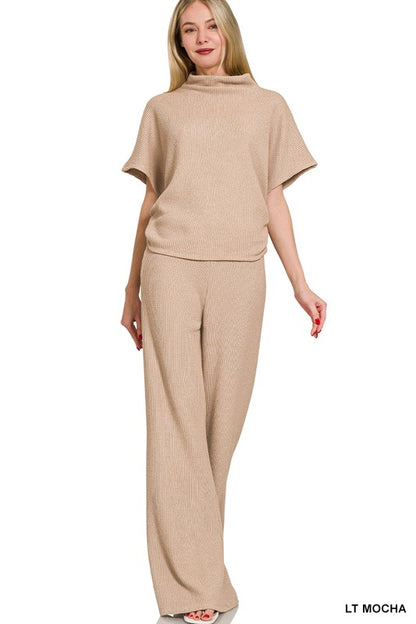 Two Piece  Ribbed Pants Set