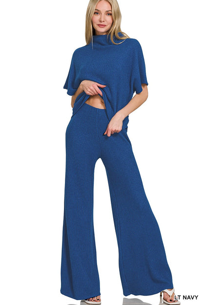 Two Piece  Ribbed Pants Set
