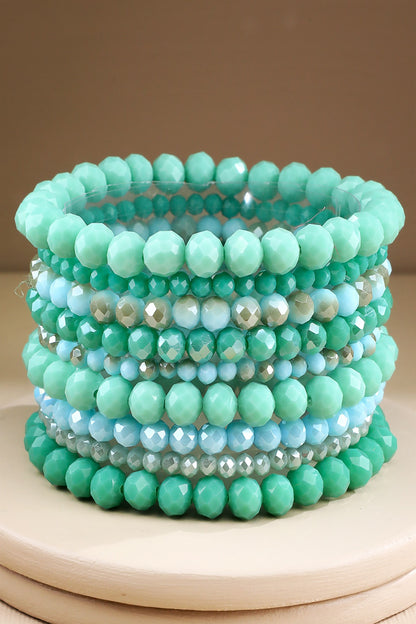 Glass Crystal 9 Piece Bracelet Stack